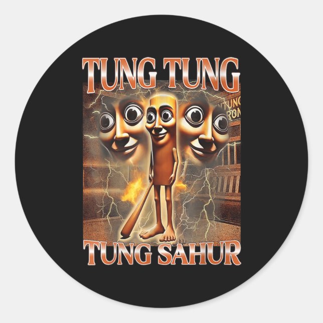 Tung Tung Tung Sahur Runder Aufkleber (Vorderseite)