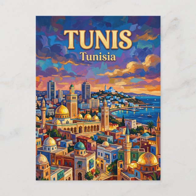 Tunis Skyline Tunesien Postkarte (Vorderseite)