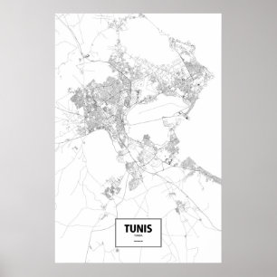 Tunis, Tunesien (Schwarzes auf Weiß) Poster