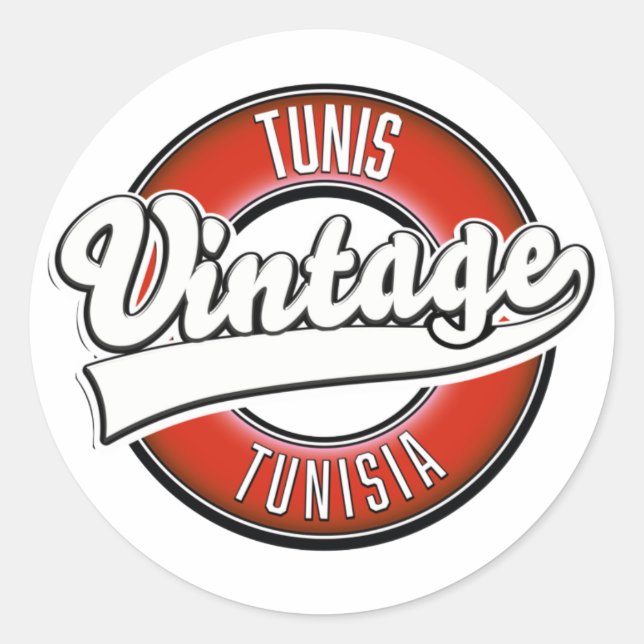 Tunis Tunis Vintages Logo Runder Aufkleber (Vorderseite)