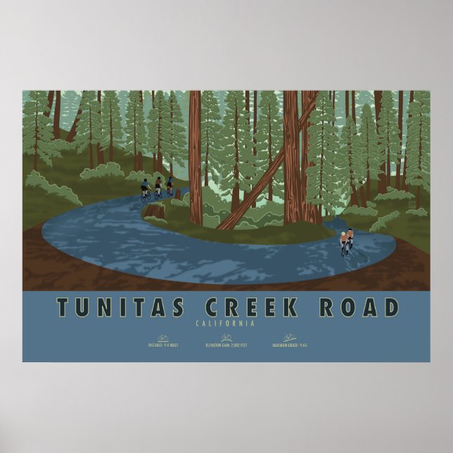 Tunitas Creek Road Radfahrposter Poster (Vorne)