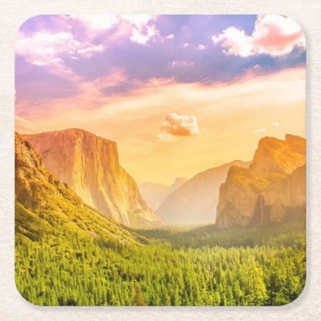 Tunnel-Ansicht von Yosemite Nationalpark Rechteckiger Pappuntersetzer (Vorderseite)