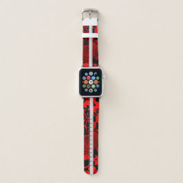 Tunnel Beach Hawaiian Hibiskus Surfboard Red Apple Watch Armband
