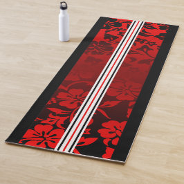 Tunnel Beach Hawaiian Hibiskus Surfboard Red Yogamatte
