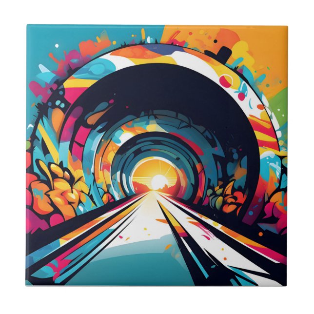 Tunnel mit Graffiti Art Fliese (Vorderseite)
