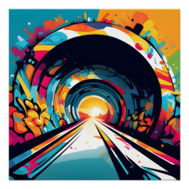 Tunnel mit Graffiti Art Poster