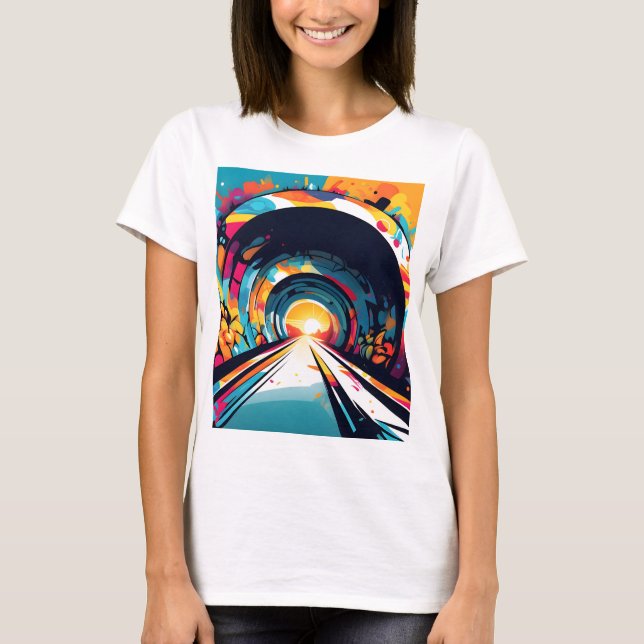 Tunnel mit Graffiti Art T-Shirt (Vorderseite)