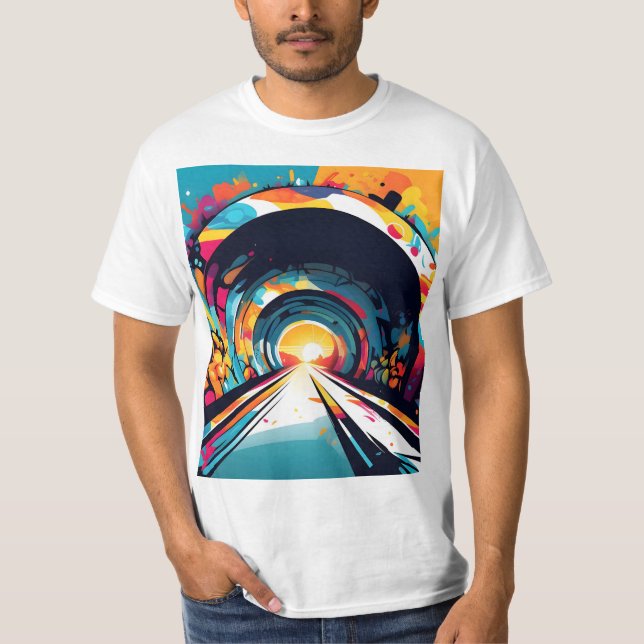 Tunnel mit Graffiti Art T-Shirt (Vorderseite)