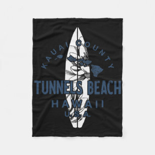 Tunnels Beach Kauai Hawaii Vintage Surfen Fleecedecke