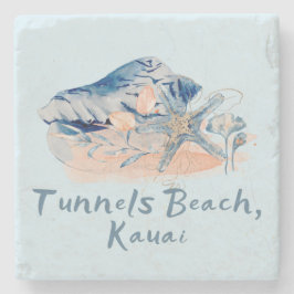 Tunnels Beach Kauai Seashells Steinuntersetzer