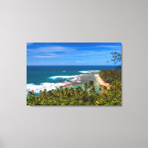 Tunnels Beach vom Kalalau Trail aus gesehen Leinwanddruck