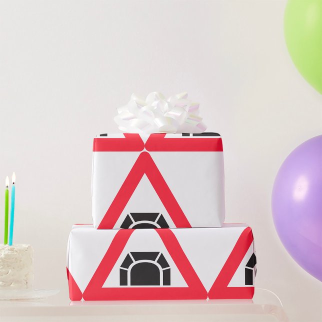 Tunnelwarnung Straßenzeichen Geschenkpapier (Von Creator hochgeladen)