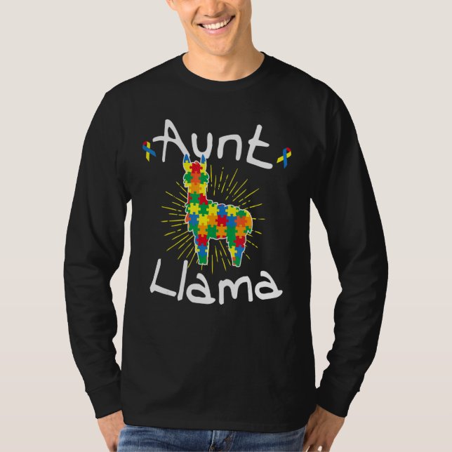 Tunt Llama Puzzle Piece Ribbon Cool Autismus Aware T-Shirt (Vorderseite)