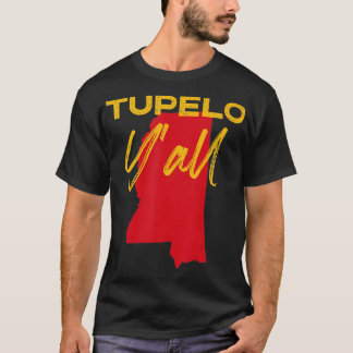 Tupelo Mississippi Yall MS Pride Staat Karte Niedl T-Shirt