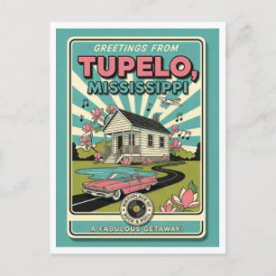 Tupelo, MS Retro-Reise Postkarte