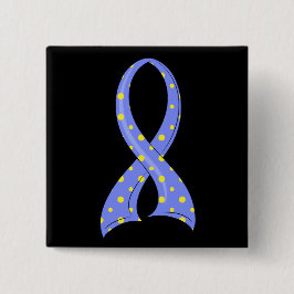 Tupfen-blaues gelbes Band Down-Syndrom Button