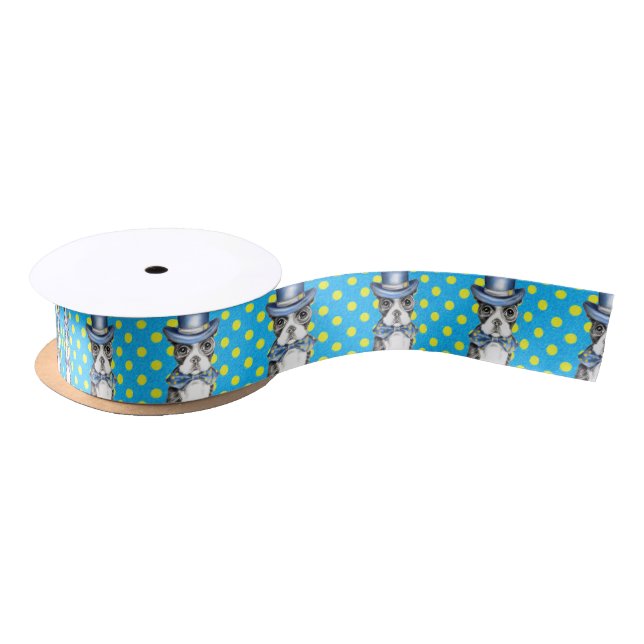 Tupfen Bostons Terrier Satinband (Spule)