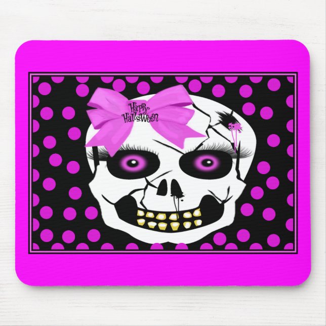 Tupfen-Halloween-MädchenScull Mousepad (Vorne)