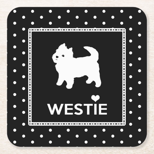 Tupfen Westie Hunde - Westhochland-Terrier Rechteckiger Pappuntersetzer (Vorderseite)