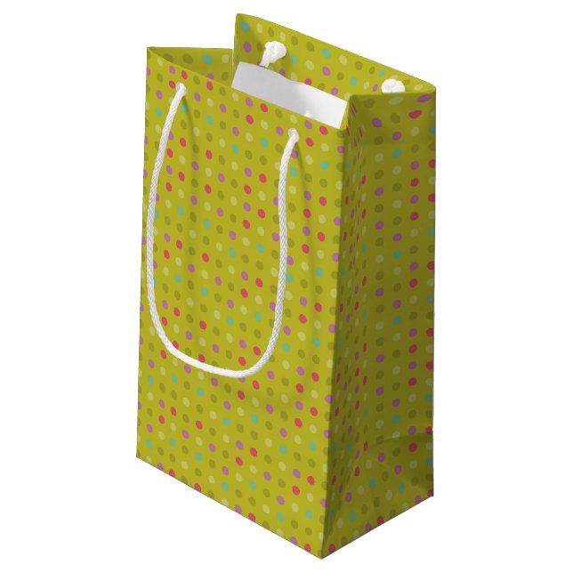 Tupfenhintergrundmuster Kleine Geschenktüte (Rückseite Schrägansicht)