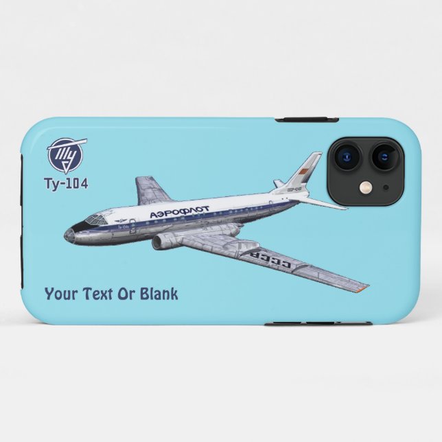 Tupolev (Т у о еп) Tu-104 Flugzeug Case-Mate iPhone Hülle (Rückseite (Horizontal))