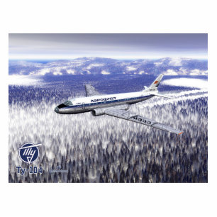 Tupolev (Т у п о е в) Tu-104 über Sibirien Fotoskulptur Magnet