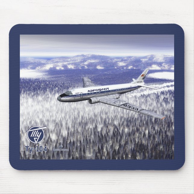 Tupolev (Т у п о е в) Tu-104 über Sibirien Mousepad (Vorne)