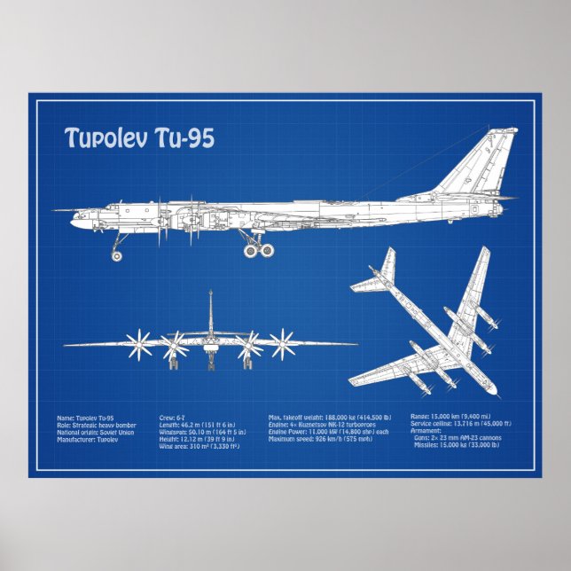 Tupolev Tu-95 - Flugzeugkonzepte ABD Poster (Vorne)