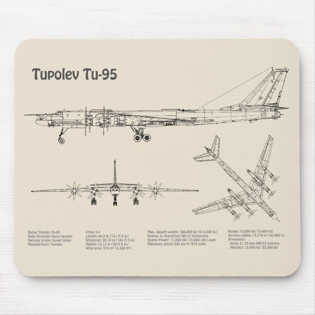 Tupolev Tu-95 - Flugzeugkonzepte SD Mousepad (Vorne)