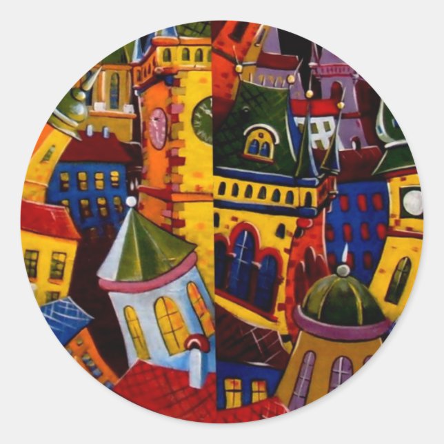 Tür in Prag Runder Aufkleber (Vorderseite)