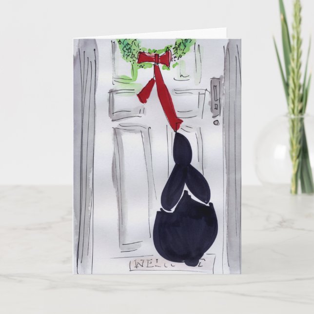 Tür-Kranz Feiertagskarte (Vorderseite)