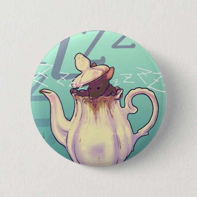 Tür-Maus mit Teekanne Button (Vorderseite)