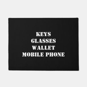 Tür mit Schlüssel, Brille, Handy, Geldbörse Fußmatte