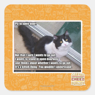 Tür öffnen quadratischer aufkleber