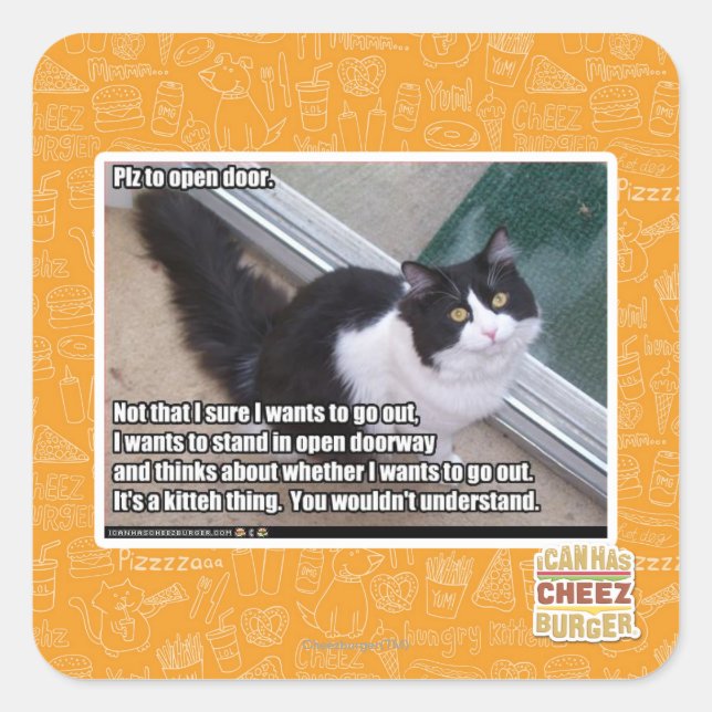 Tür öffnen quadratischer aufkleber (Vorderseite)