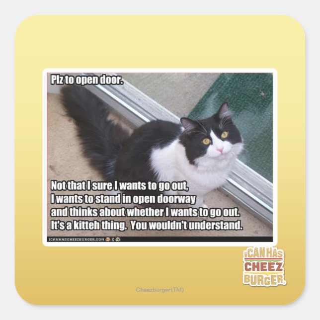 Tür öffnen quadratischer aufkleber (Vorderseite)