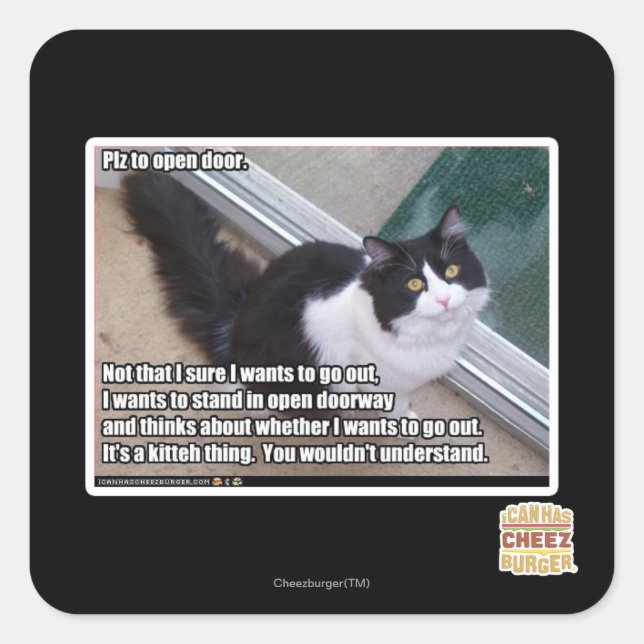 Tür öffnen quadratischer aufkleber (Vorderseite)