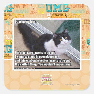 Tür öffnen quadratischer aufkleber