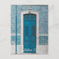 Tür-Reisepostkarte Lissabons Portugal blaue