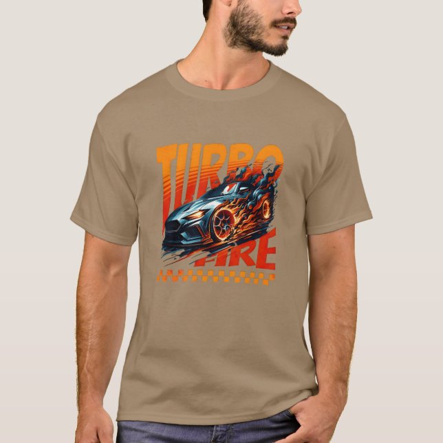 Turbo-Feuer lodernde Autos Design Freund Junge Mäd T-Shirt (Vorderseite)