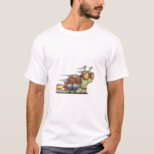 Turboaufgeladener Schneckenrennfahrer mit Raketena T-Shirt