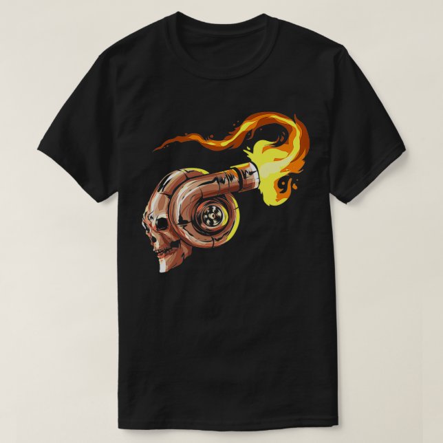 Turbolader-Skull mit Turbo-Autos-Boost-Tuner T-Shirt (Design vorne)