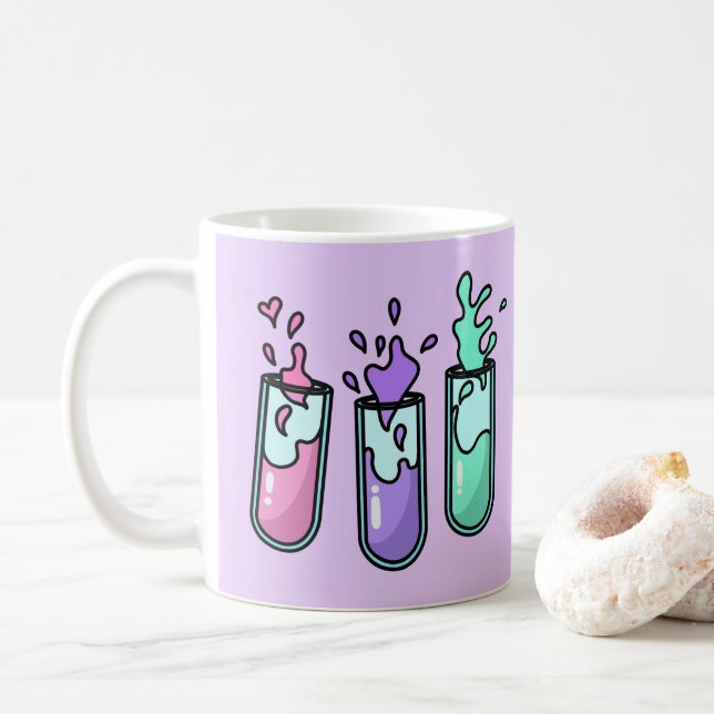 Turbulente Reagenzgläser Kaffeetasse (Mit Donut)