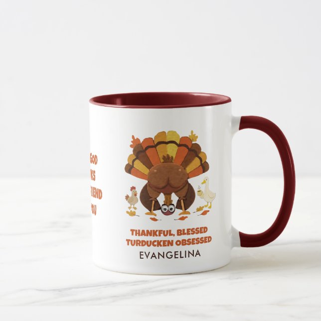 TURDUCKEN OBSESSED Fun Thanksgiving FRIENDSGIVING Tasse (Rechts)