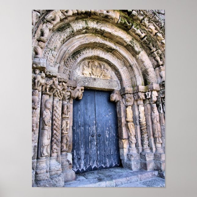 Türe einer Kirche (Bravaes) aus dem 11. Jahrhunder Poster (Vorne)