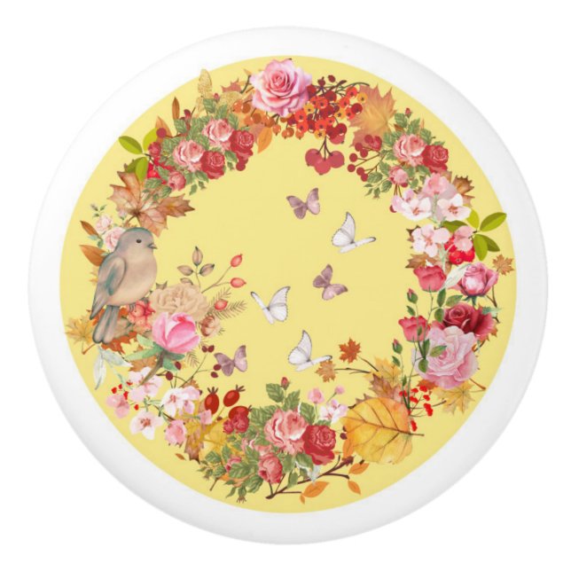 Türgriff - Keramik Drehknopf - Blume Keramikknauf (Vorderseite)