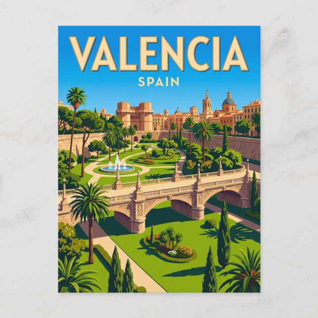 Turia-Gärten Spanien Postkarte (Vorderseite)