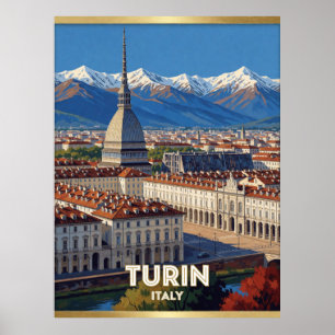Turin Italien Mole Antonelliana Reise Szene 🏛️ Poster