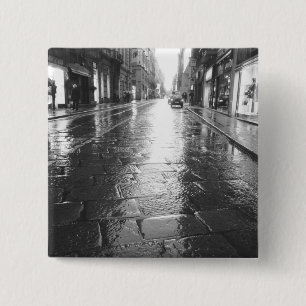 Turin Italien, Nasse Straße Abend Button