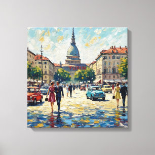 Turin Italien Piazza Castello Vintage Stretchleinw Leinwanddruck
